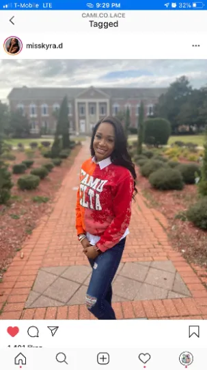 Miss Kyra D. Handmade FAMU Delta Beta Alpha 13 Hand Bleached Orange/Red Half&Half Crew Sweatshirt