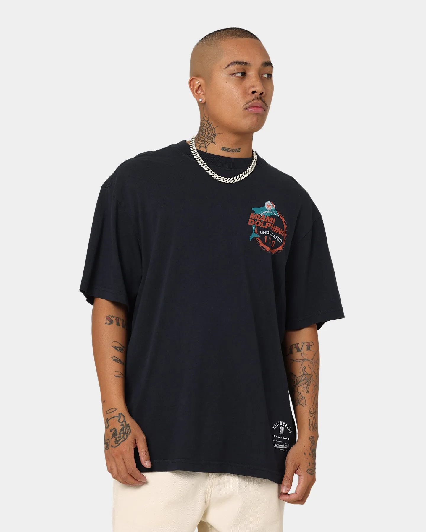 Mitchell & Ness Miami Dolphins Undefeated Vintage T-Shirt Faded Black