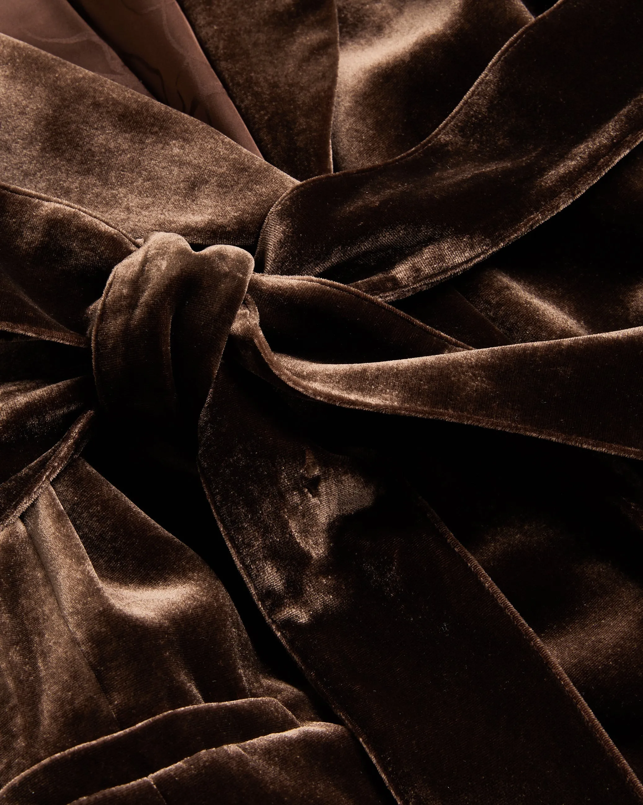 Momiji Single Breasted Silk Velvet Belted Blazer Brown
