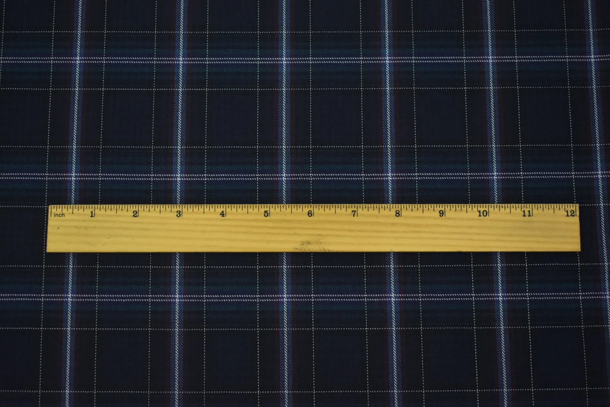 Navy-Red-Multi Wool-Polyester Plaid Woven Suiting Fabric
