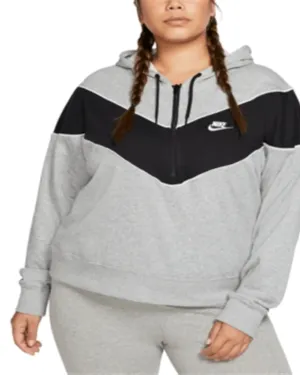 Nike Women's Plus Sportswear Heritage 1/2 Zip Hooded Top Gray Size 3X | Gray