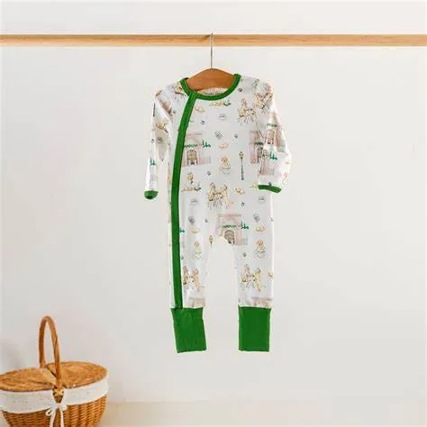Nola Tawk - Powdered Sugar and Puppies Organic Cotton Kids Pajamas 2-Way Zip