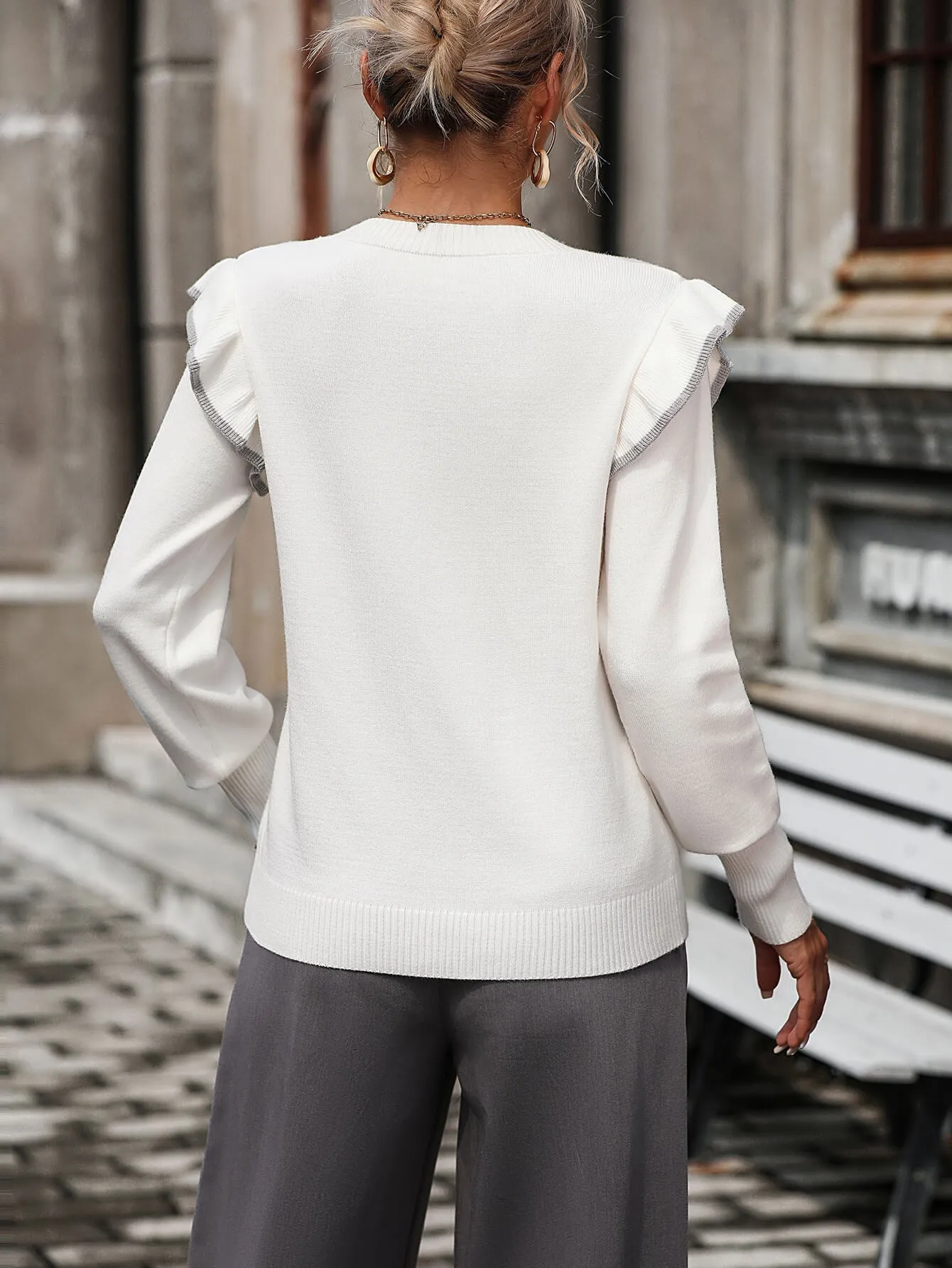 Nonnie Knit Pullover Sweater - White