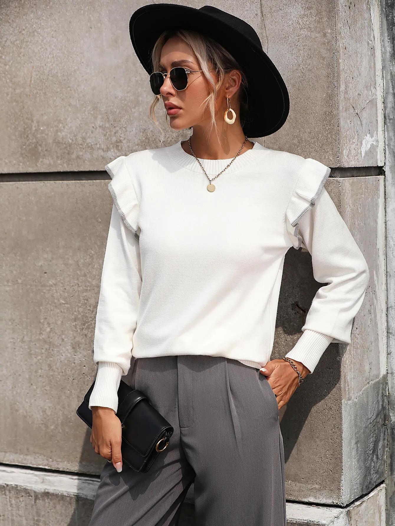 Nonnie Knit Pullover Sweater - White