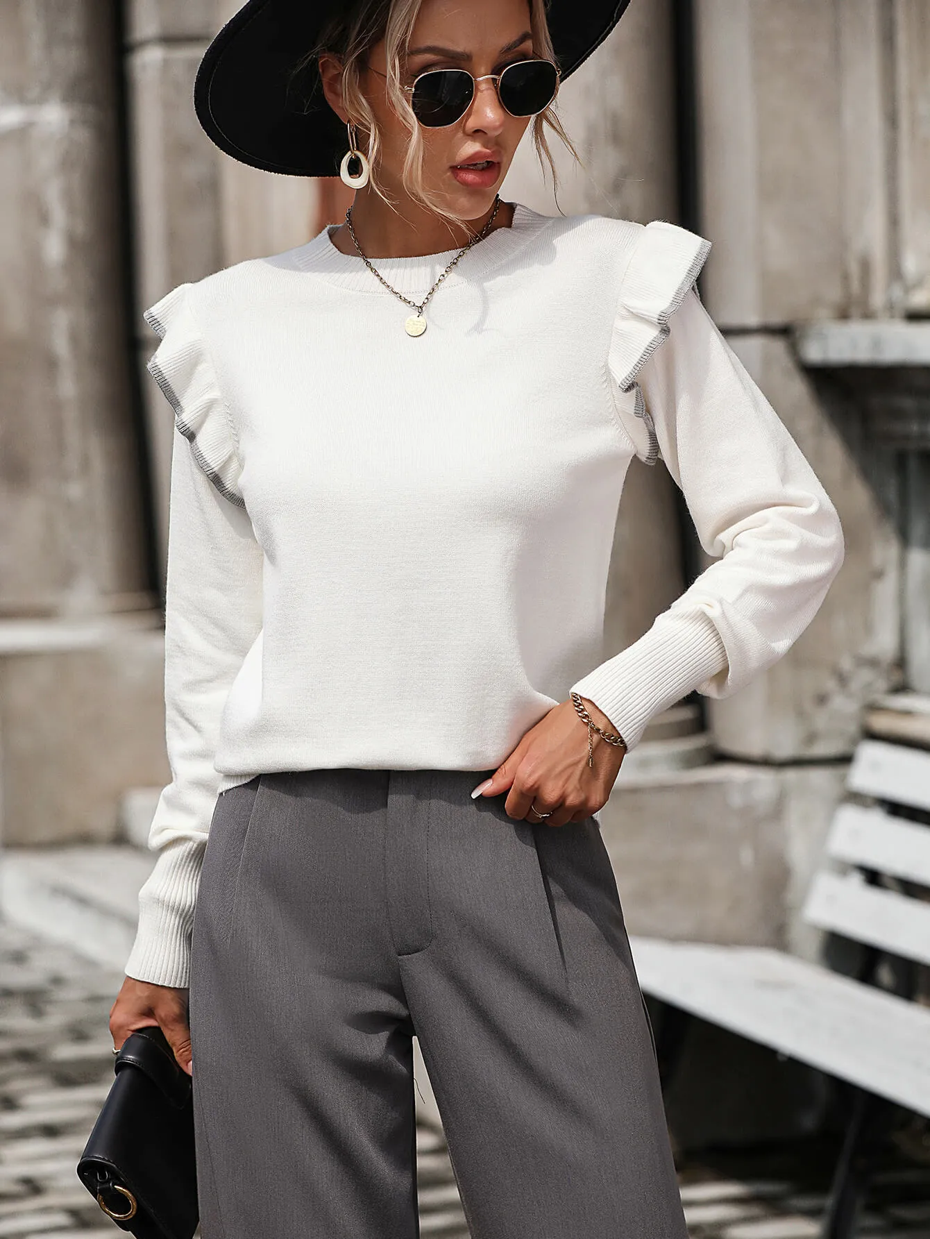 Nonnie Knit Pullover Sweater - White