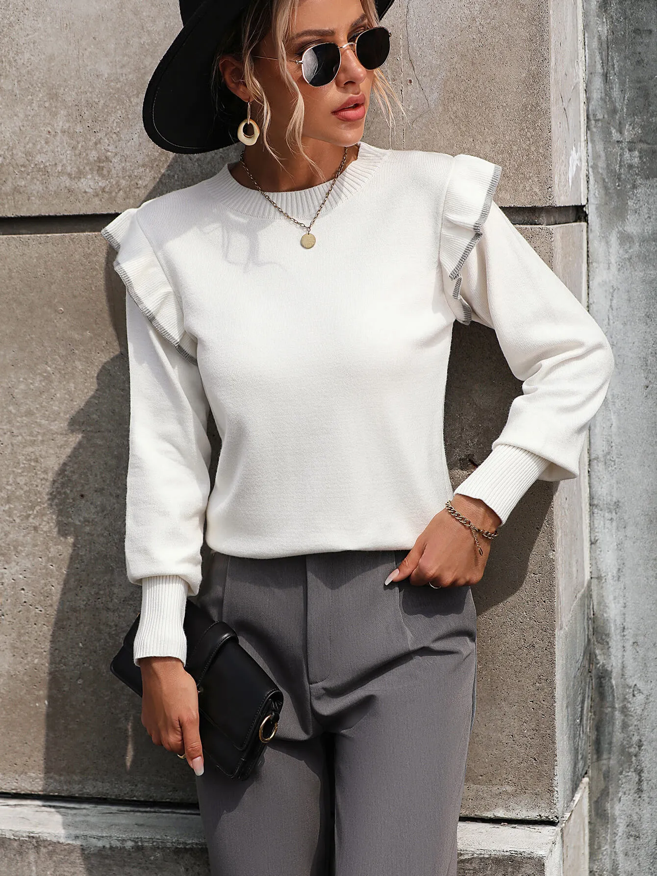 Nonnie Knit Pullover Sweater - White