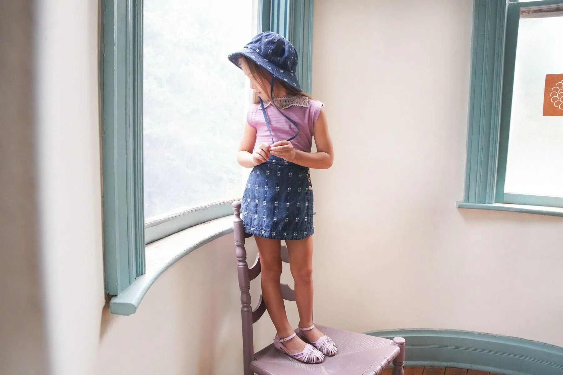 Olive Skort in Embroidered Denim
