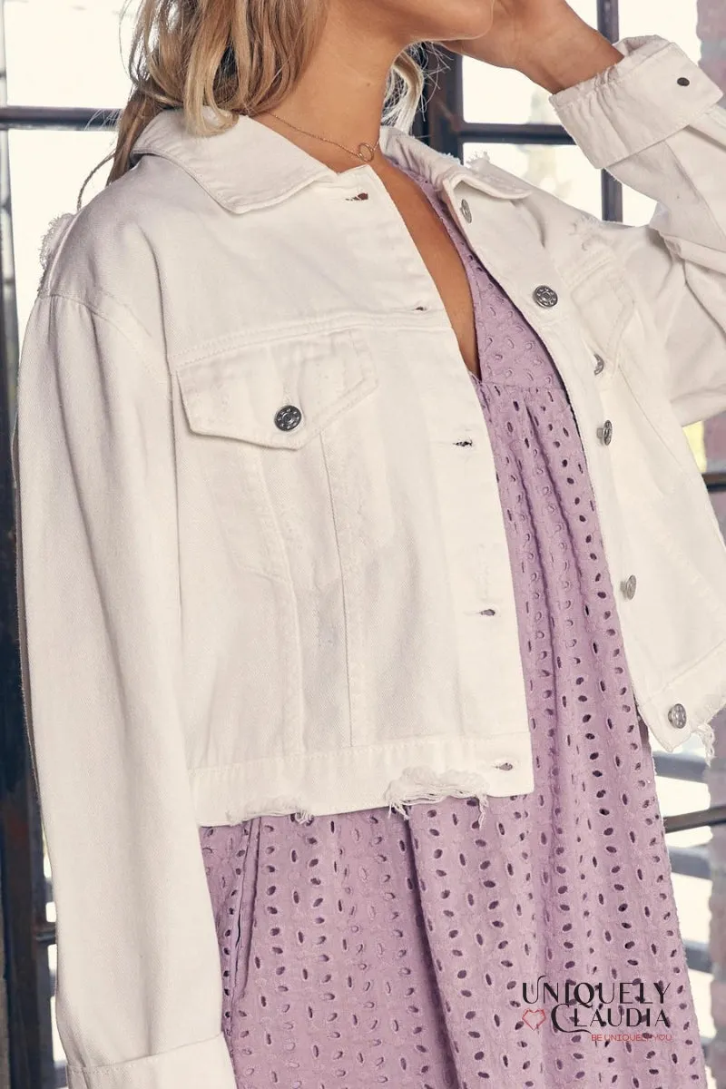 Paula Distressed Light Denim Jacket