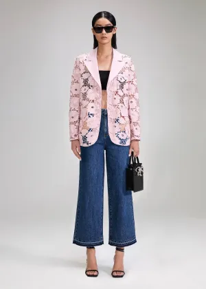 Pink 3D Cotton Lace Jacket (Pink)