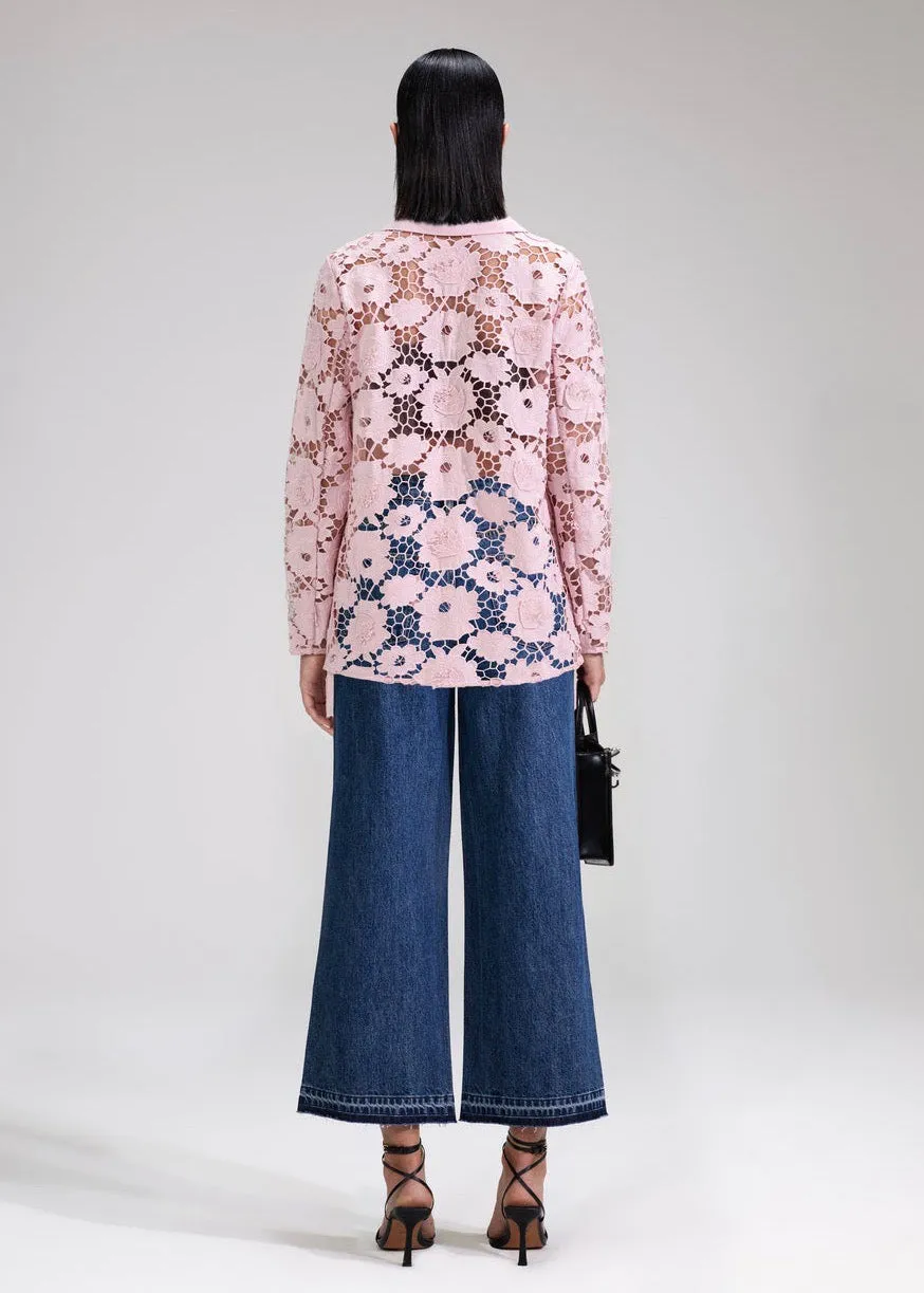 Pink 3D Cotton Lace Jacket (Pink)