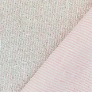 Pink-White Striped Spence Bryson Striped Washed Irish Linen Woven Fabric