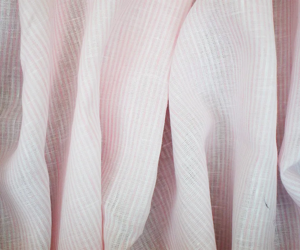 Pink-White Striped Spence Bryson Striped Washed Irish Linen Woven Fabric
