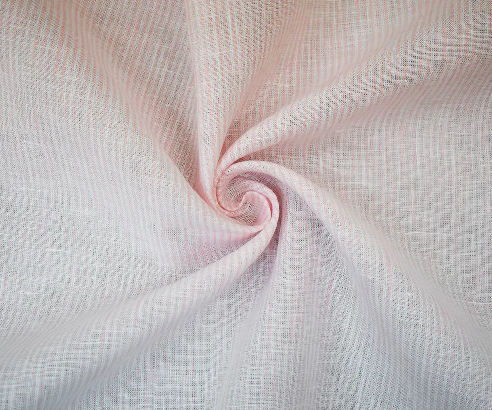 Pink-White Striped Spence Bryson Striped Washed Irish Linen Woven Fabric