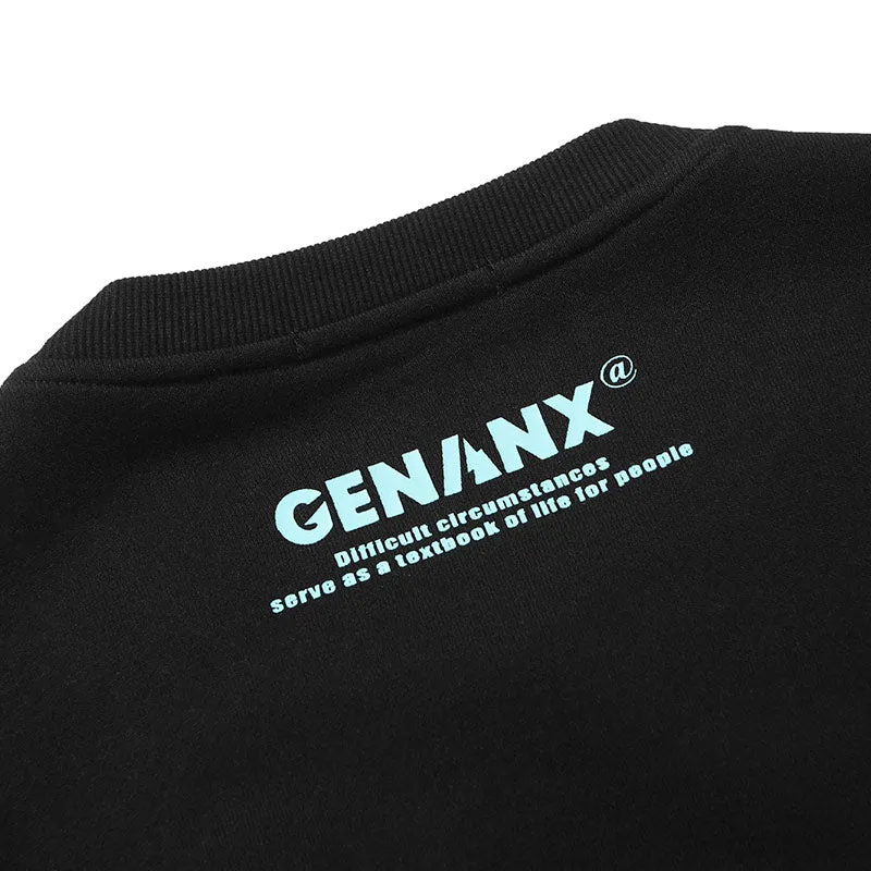 Plain Letter Graffiti Print Crew Neck Knit Sweatshirt