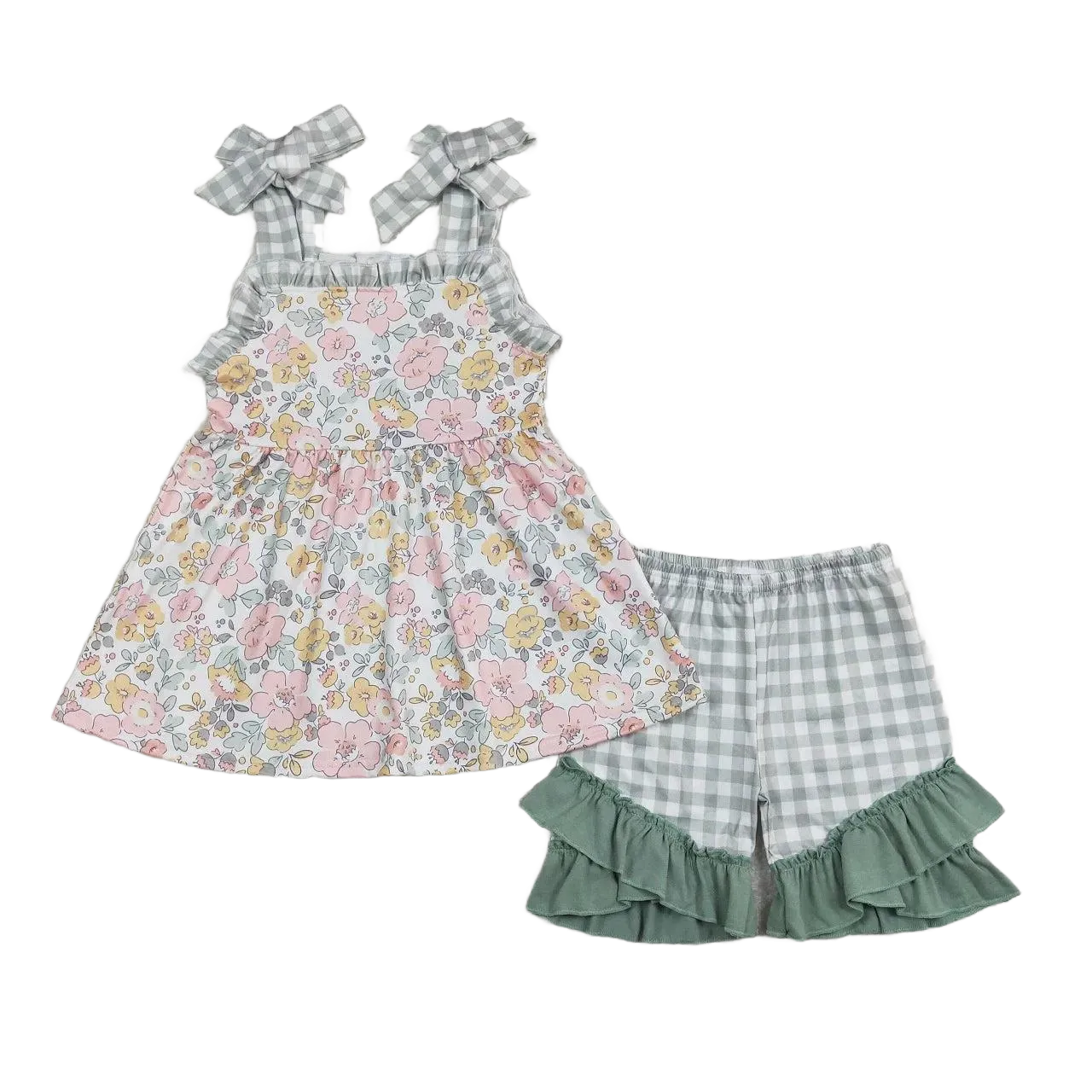 "Bows And Ruffles" Girls Boho Shorts Set