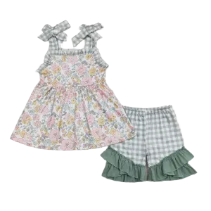 "Bows And Ruffles" Girls Boho Shorts Set