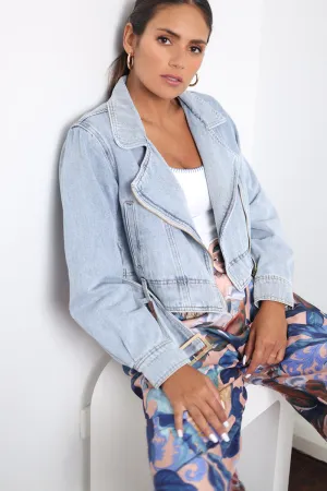 REALXED BIKER DENIM JACKET