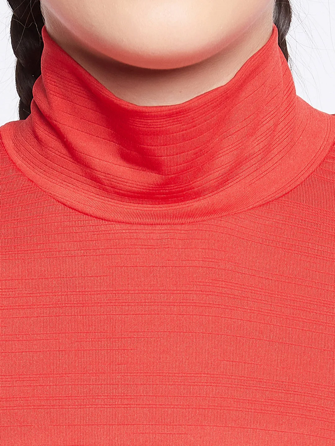 Red Comfort Fit Turtleneck Active Crop Top