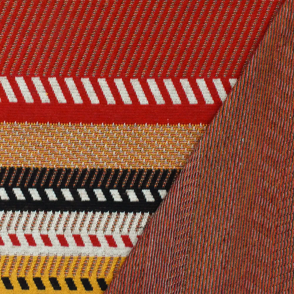 Red-Yellow-Multi Diagonal Stripe Stretch Double Knit Fabric