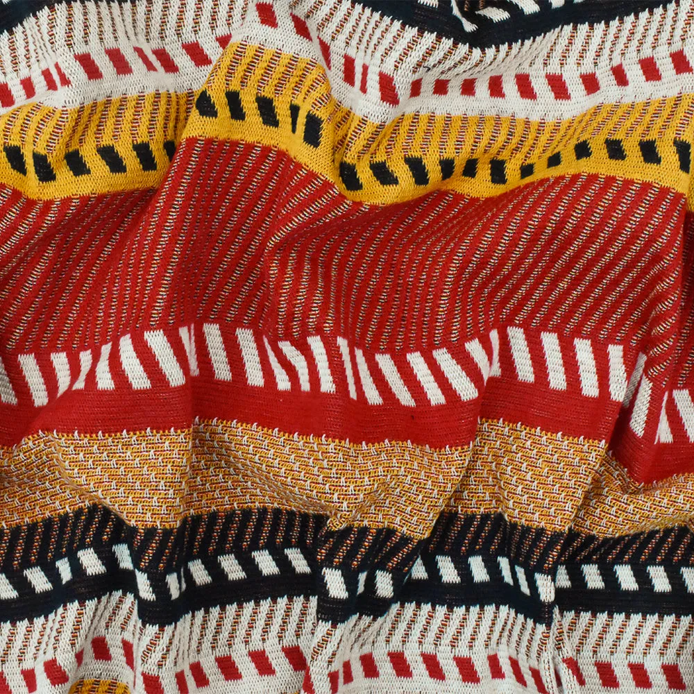Red-Yellow-Multi Diagonal Stripe Stretch Double Knit Fabric