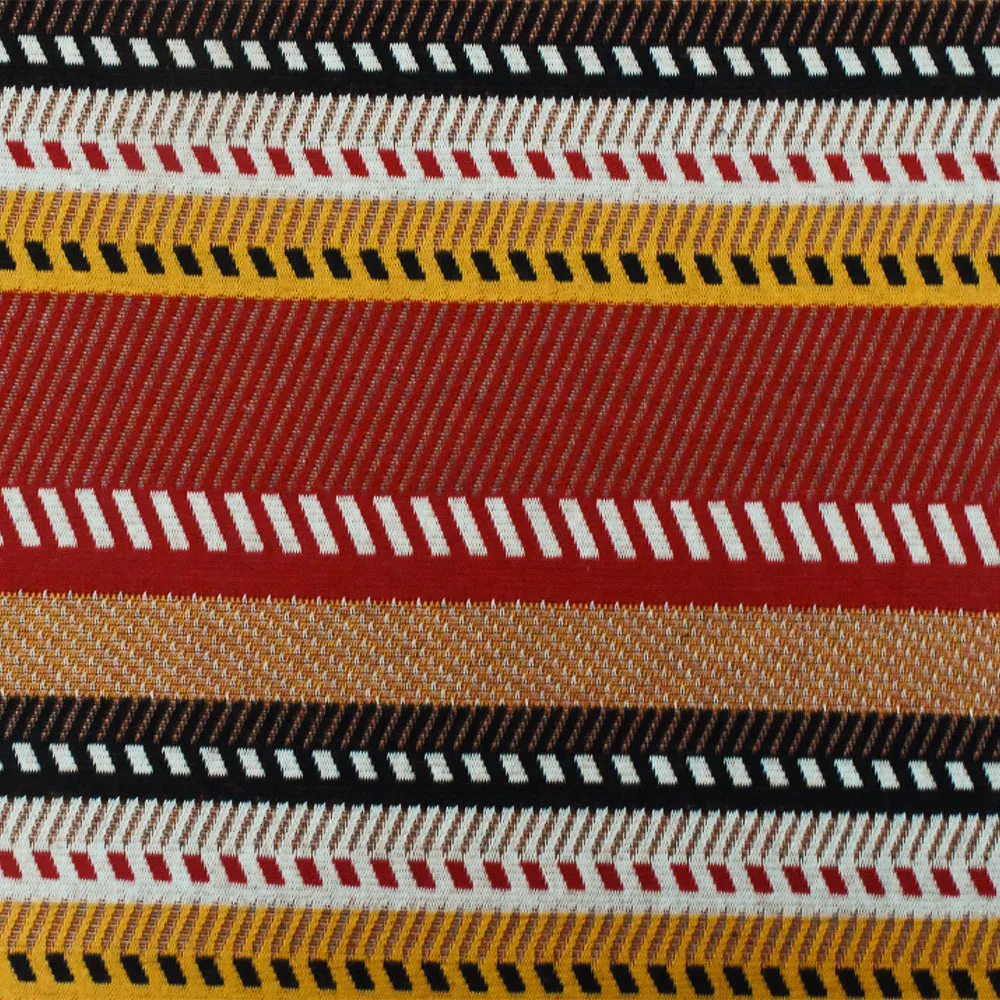 Red-Yellow-Multi Diagonal Stripe Stretch Double Knit Fabric