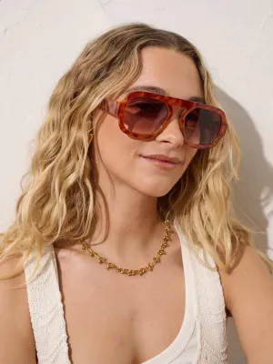 Retro Aviator Sunglasses in Vintage Tort