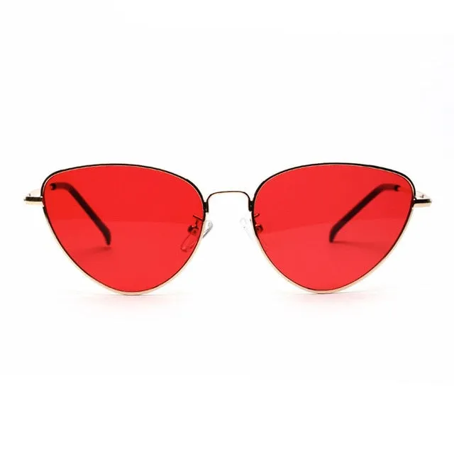Retro Cat Eye Sunglasses Women Yellow Red Lens Sun glasses Fashion Light Weight Sunglass for women Vintage Metal Eyewear