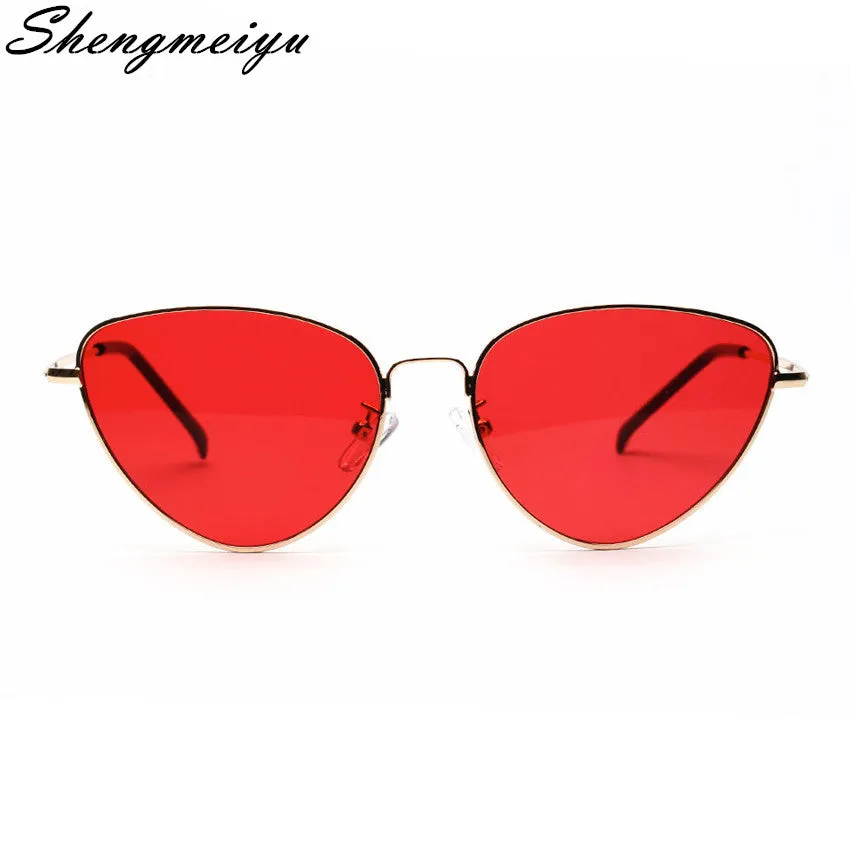 Retro Cat Eye Sunglasses Women Yellow Red Lens Sun glasses Fashion Light Weight Sunglass for women Vintage Metal Eyewear