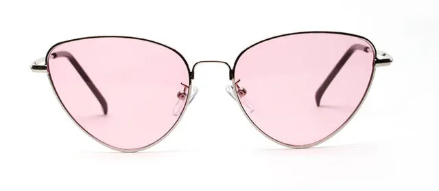 Retro Cat Eye Sunglasses Women Yellow Red Lens Sun glasses Fashion Light Weight Sunglass for women Vintage Metal Eyewear
