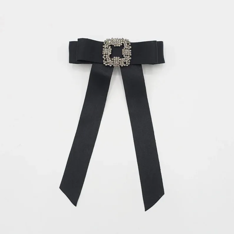 Rhinestone Buckled Hair Bow - Red