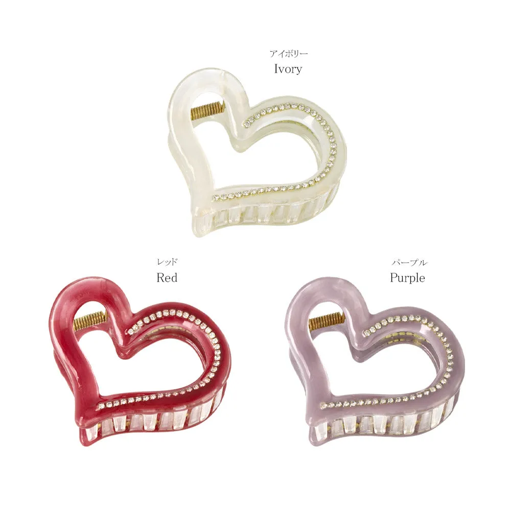 Rhinestone Open Heart Hair Claw
