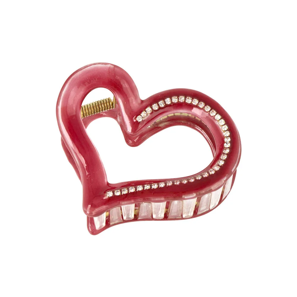 Rhinestone Open Heart Hair Claw