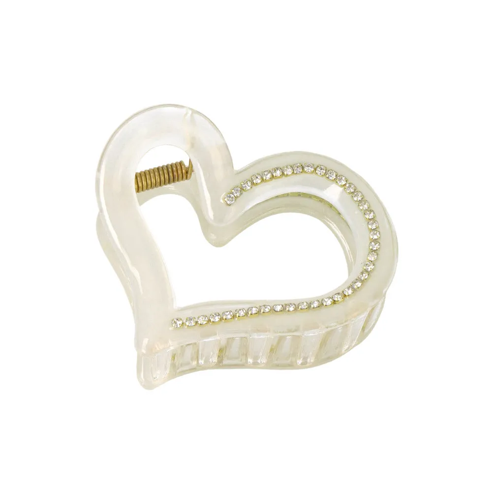 Rhinestone Open Heart Hair Claw