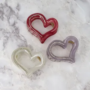 Rhinestone Open Heart Hair Claw
