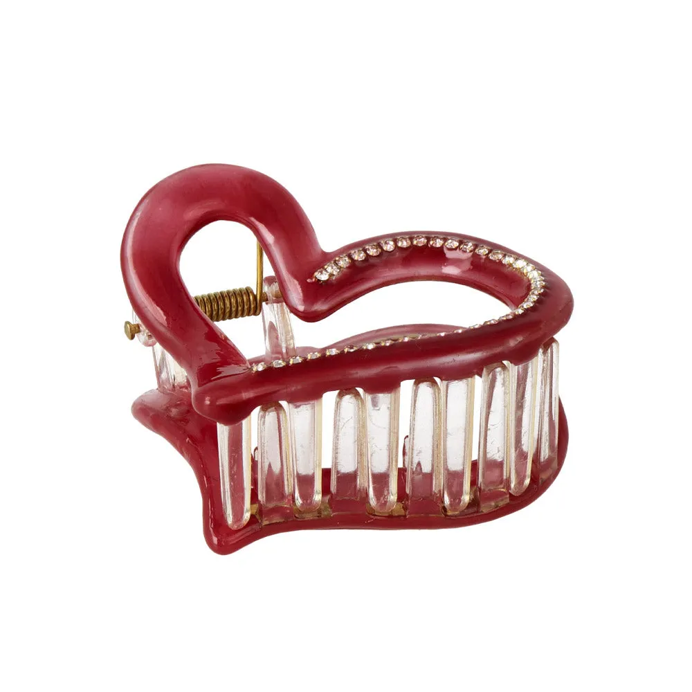 Rhinestone Open Heart Hair Claw