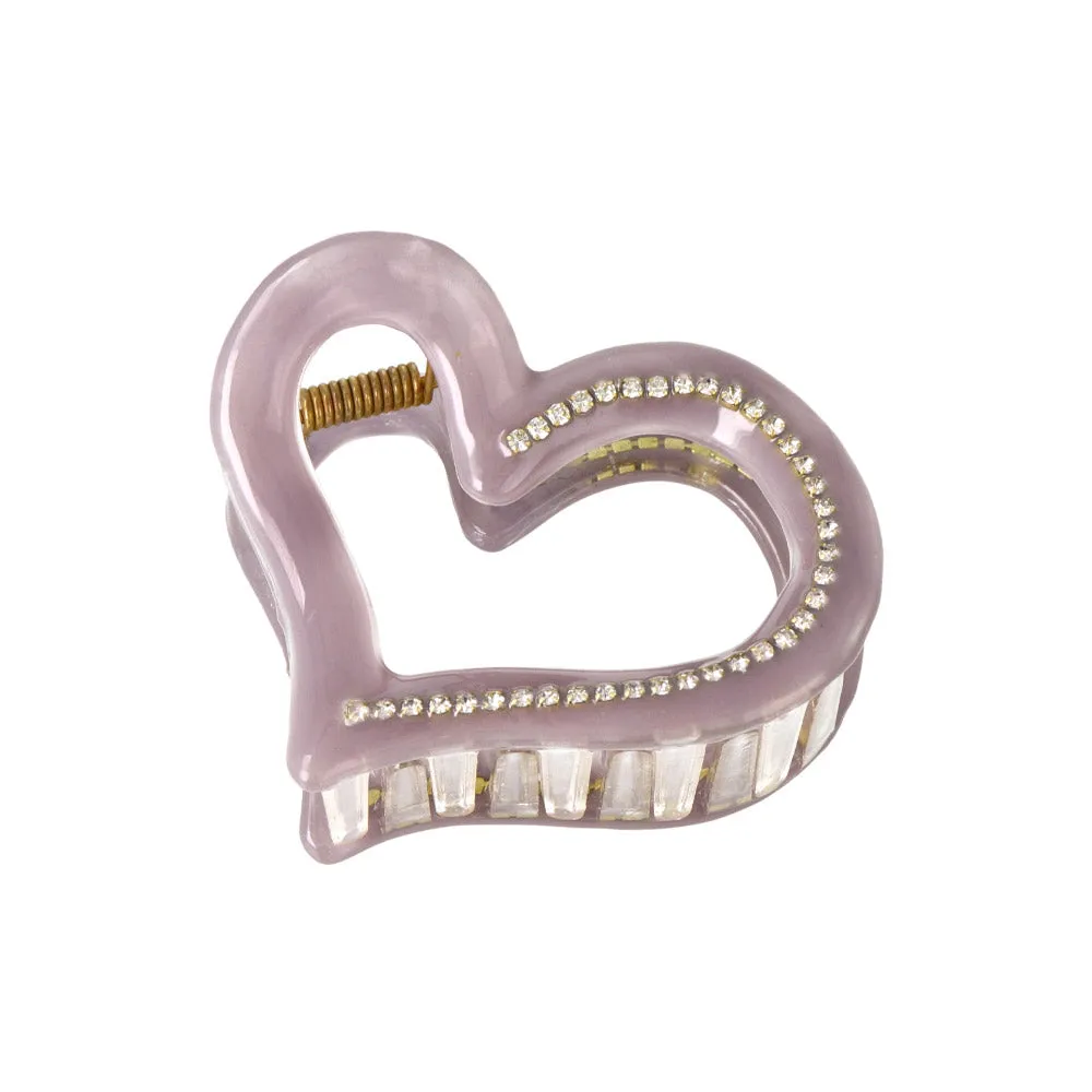 Rhinestone Open Heart Hair Claw