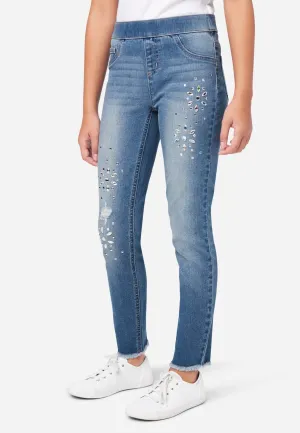 Rhinestone Pull-On Jean Leggings
