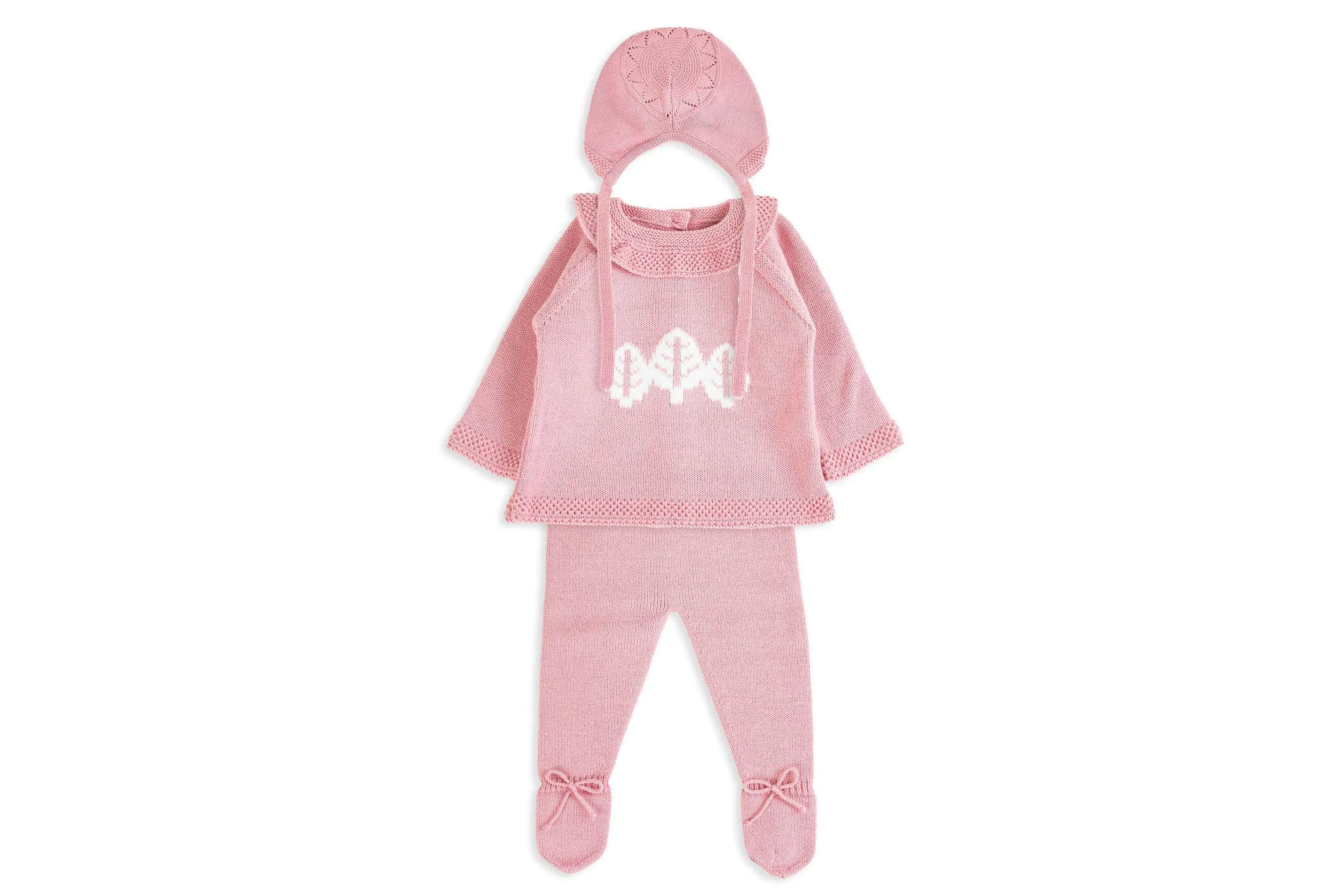 Rose & Ivory Three-Piece Knit Baby Set