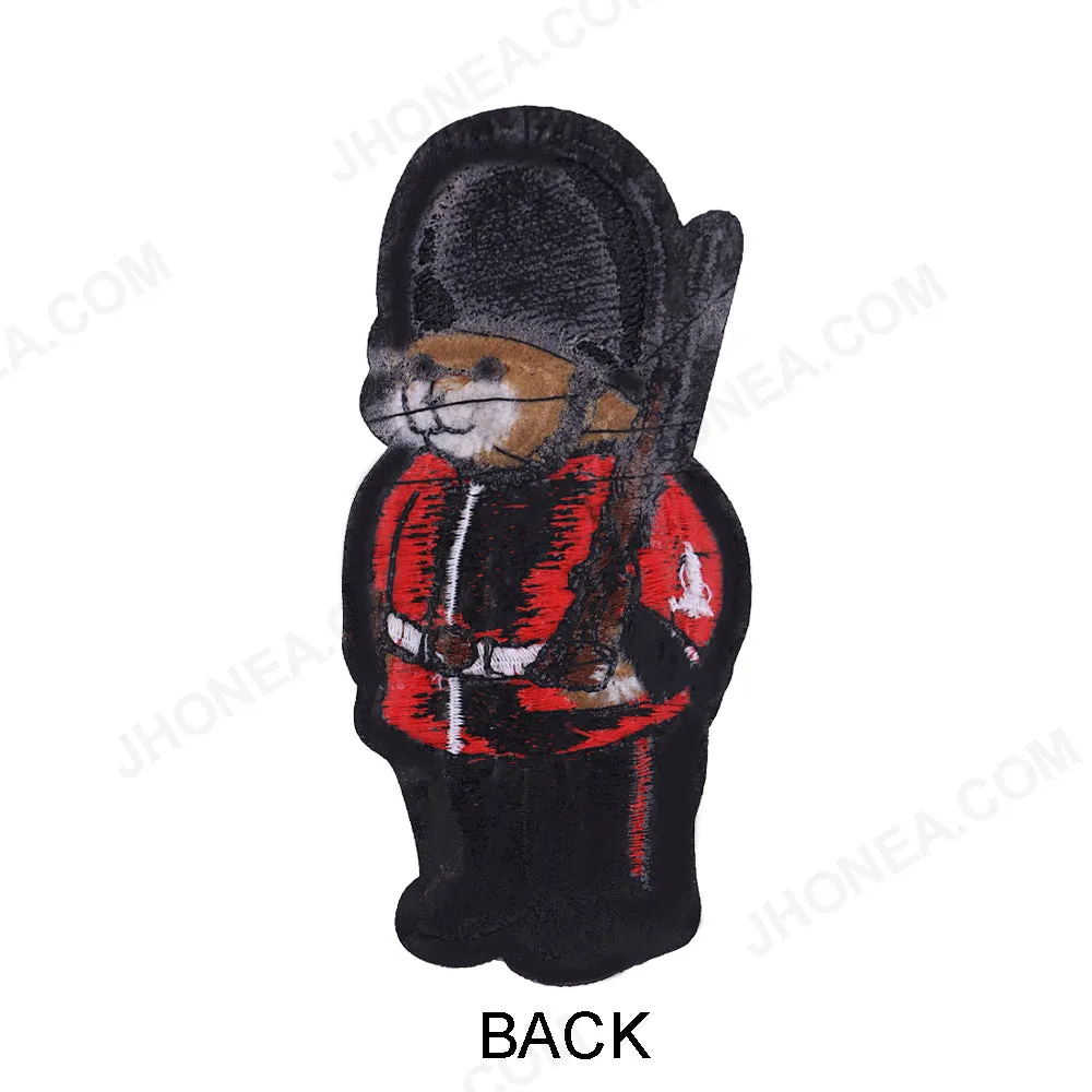 Royal Black with Red Marching Soldier Texture Embroidery Patch