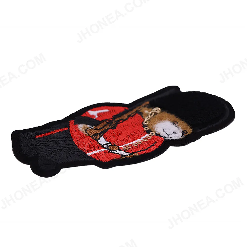 Royal Black with Red Marching Soldier Texture Embroidery Patch