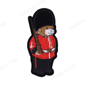 Royal Black with Red Marching Soldier Texture Embroidery Patch