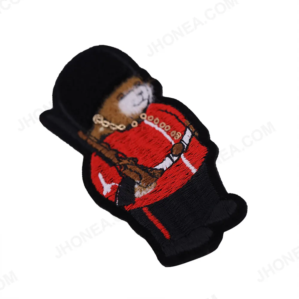 Royal Black with Red Marching Soldier Texture Embroidery Patch