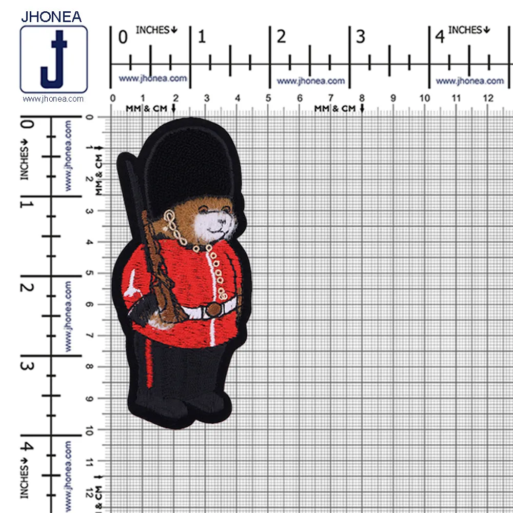 Royal Black with Red Marching Soldier Texture Embroidery Patch