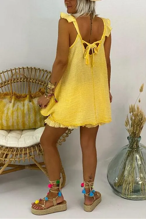 Ruffles Sleeveless Blouse Shorts Set