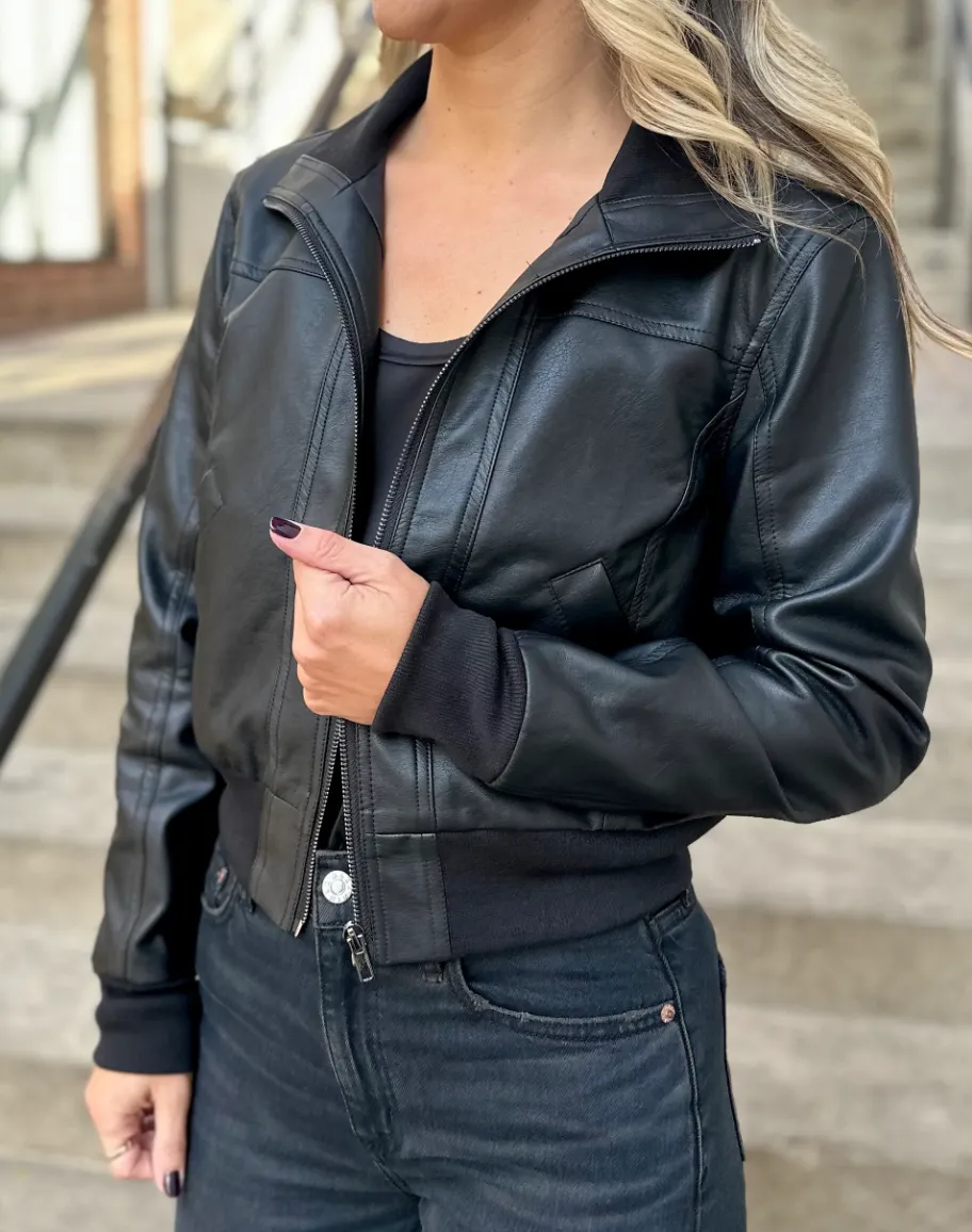 shae faux leather zip jacket