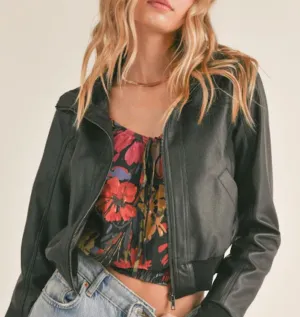 shae faux leather zip jacket