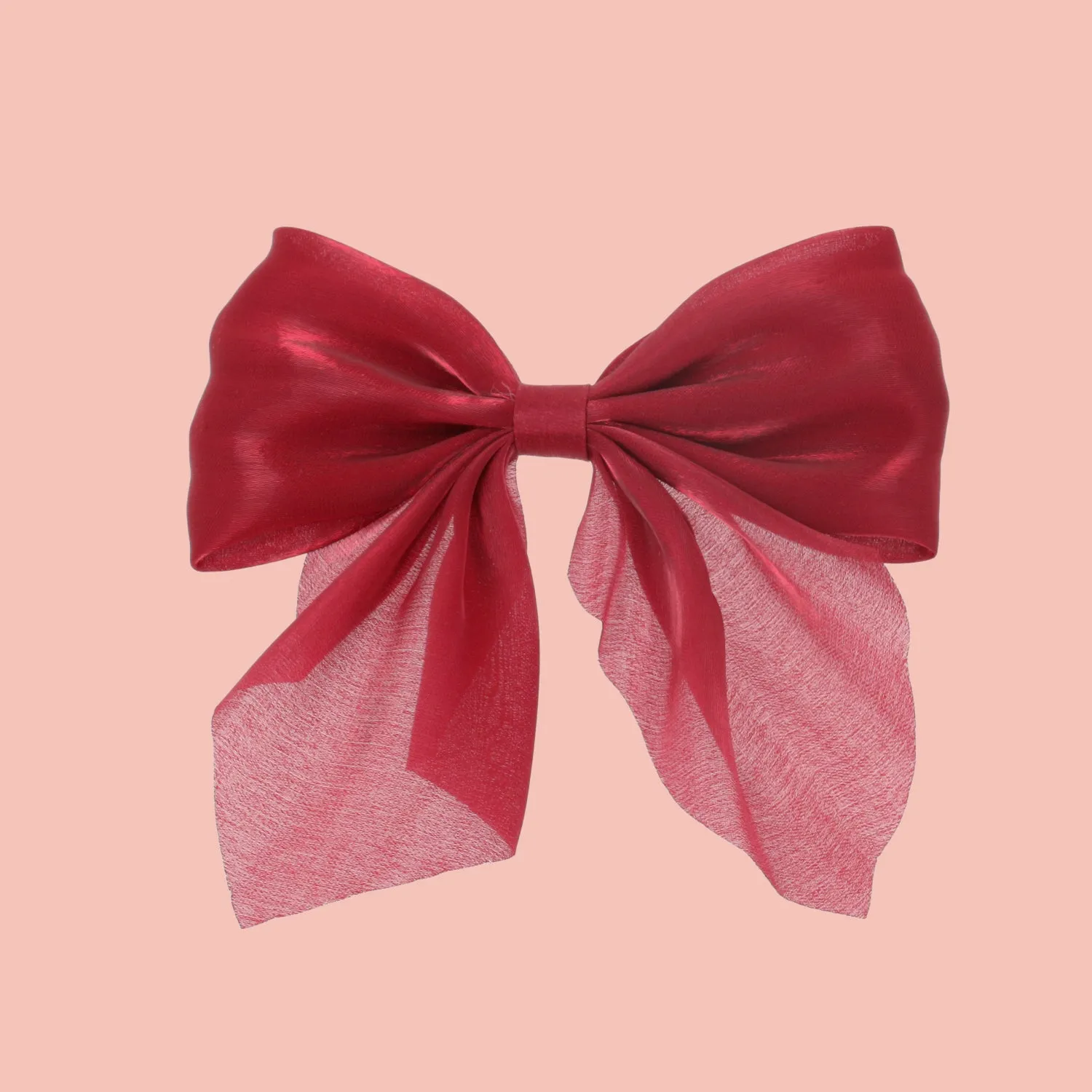 Shimmer Hair Bow - Cherry Red