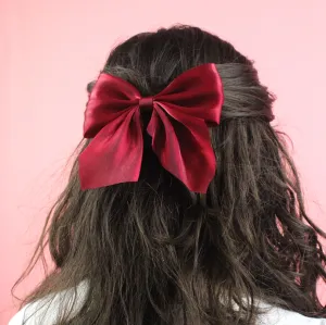 Shimmer Hair Bow - Cherry Red