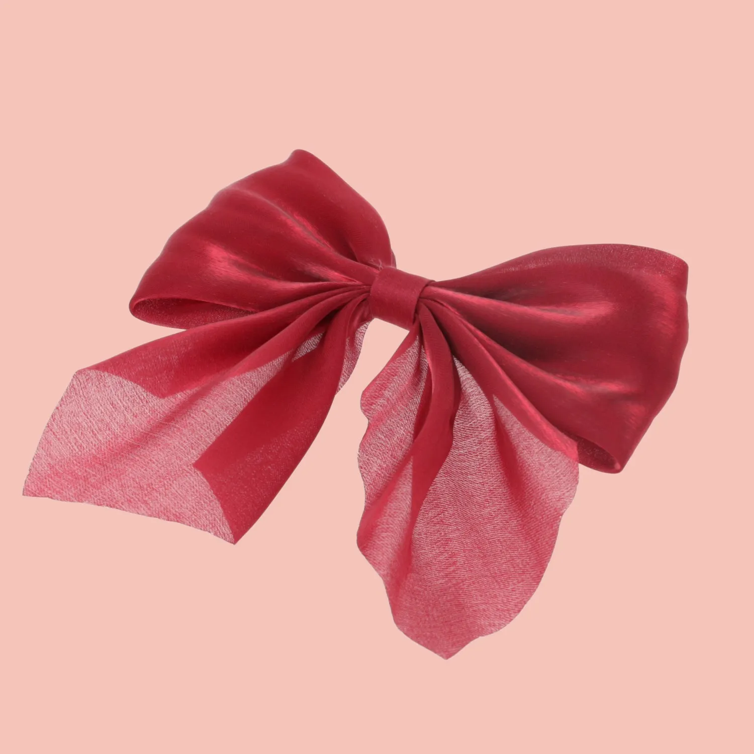 Shimmer Hair Bow - Cherry Red