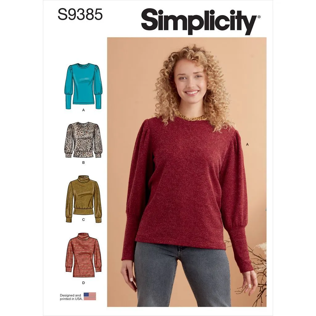 Simplicity Sewing Pattern S9385 Misses' Knit Tops with Length and Sleeve Variations